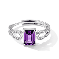 African Amethyst and Simulated Diamond 2.70 ctw Ring in Silvertone (Adjustable)