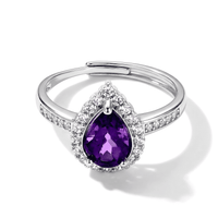 African Amethyst and Simulated Diamond 3.00 ctw Ring in Silvertone (Adjustable)