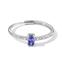 Tanzanite and Simulated Diamond 1.20 ctw Ring in Silvertone (Adjustable)