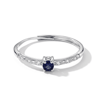 Blue Sapphire and Simulated Diamond 1.20 ctw Ring in Silvertone (Adjustable)