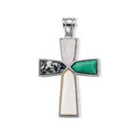 Tigers Eye 28.00 ctw Taper Point Cross Pendant in Silvertone