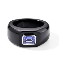 D''Joy Tanzanite, Black Jade Band Men''s Ring in Rhodium Over Sterling Silver (Size 9.0) 41.80 ctw