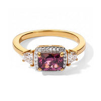 D''Joy Premium Tanzanian Wine Garnet, Moissanite Ring in 18K Vermeil YG Over Sterling Silver (Size 10.0) 1.60 ctw