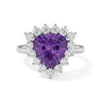 EverTrue Lab Grown Color Change Sapphire and Lab Created White Sapphire 6.10 ctw Cluster Ring in Platinum Bond (Size 10.0)