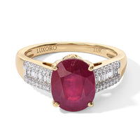 Luxoro 10K Yellow Gold AAA Niassa Ruby (FF), Diamond (I2) (0.25 cts) Ring (Size 6.0) 4.15 ctw