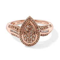 D''Joy Champagne Diamond 0.50 ctw Cluster Ring in 18K Vermeil Rose Gold Over Sterling Silver (Size 7.0)