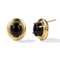 EverTrue Black Spinel 8.50 ctw Solitaire Stud Earrings in 18K YG Plated