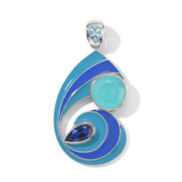 Sajen Silver Paraiba Agate (D), Multi Gemstone Pendant without Chain in Rhodium Over Sterling Silver 8.75 ctw