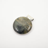 Round Tube Labradorite 36.00 ctw Pendant in Silvertone