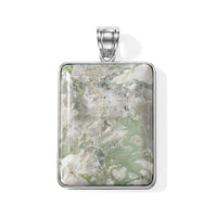 Rectangle Peace Jasper 75.00 ctw Pendant in Silvertone