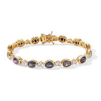 D''Joy Premium Australian Black Ridge Opal Triplet, Moissanite Celestial Constellation Bracelet in 18K Vermeil YG Over Sterling Silver (7.25 In) 10.00 ctw