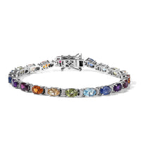 D''Joy Certified Multi Gemstone Bracelet in Rhodium Over Sterling Silver (7.25 In) 11.65 ctw