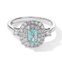 Certified and Appraised Luxoro 10K White Gold AAA Paraiba Tourmaline, Diamond (I2) (0.55 cts) Ring (Size 6.0) 1.00 ctw