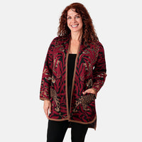 Vertigo Burgundy Combo Tiger Sweater Coat - S