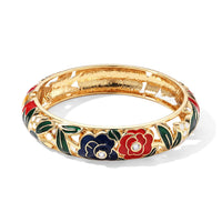 Austrian Crystal and Multi Color Enameled Stretch Bracelet (7.0 In)