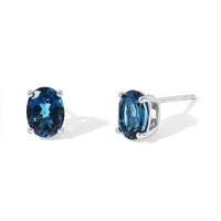 Certified & Appraised D'Joy Premium London Blue Topaz 2.85 ctw Stud Earrings in Rhodium Over Sterling Silver