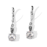 EverTrue Simulated Diamond Solitaire Lever Back Earrings in Stainless Steel
