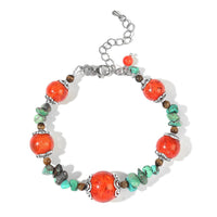 GCS Sponge Coral, Turquoise and Tigers Eye 79.70 ctw Beaded Bracelet in Silvertone (7.25 In)