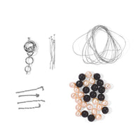 GCS Freshwater Pearl, Black Agate 55.90 ctw Beaded Necklace Kit in Platinum Bond