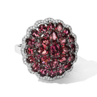 D''Joy Premium Tanzanian Wine Garnet and Moissanite 7.50 ctw Ring in Rhodium Over Sterling Silver (Size 7.0)