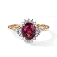 10K Yellow Gold AAA Tanzanian Wine Garnet, Luxuriant Lab Grown Diamond (E-F, VS) (63 cts) Ring (Size 10.0) 2.75 ctw