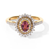 D''Joy Premium Tanzanian Wine Garnet and Moissanite 1.00 ctw Ring in 18K Vermeil Yellow Gold Over Sterling Silver (Size 7.0)