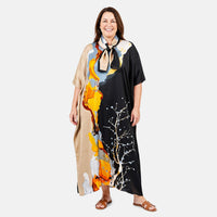 La Marey Black Long Kaftan with Scarf Set - One Size Fits Most