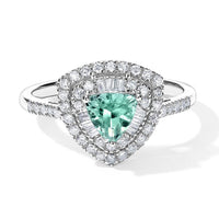 Certified and Appraised Luxoro 10K White Gold AAA Paraiba Tourmaline, Diamond (I2) (0.55 cts) Ring (Size 10.0) 1.00 ctw