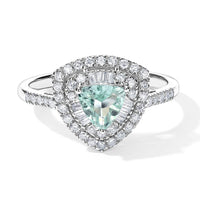 Certified and Appraised Luxoro 10K White Gold AAA Paraiba Tourmaline, Diamond (I2) (0.55 cts) Ring (Size 10.0) 1.00 ctw