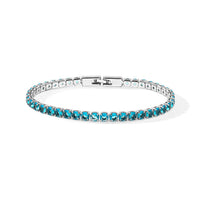 Simulated Aquamarine Diamond Tennis Bracelet in Silvertone (7.50 In) 15.10 ctw