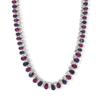 D''Joy Premium Orissa Rhodolite Garnet and Multi Gemstone Necklace in Rhodium Over Sterling Silver 18 Inches