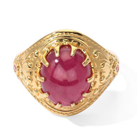 D''Joy Niassa Ruby (FF), Padparadscha Sapphire Ring in 18K Vermeil YG Over Sterling Silver (Size 10.0) 7.90 ctw