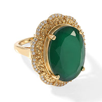 EverTrue Verde Onyx, White Zircon Ring in 18K YG Plated (Size 10.0) 14.80 ctw