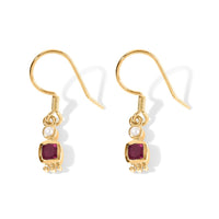 Rachel Roy Niassa Ruby (FF) and Fresh Water Pearl 1.00 ctw Earrings in 18K Vermeil Yellow Gold Over Sterling Silver