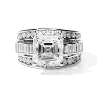 TLV D''Joy Moissanite (Rnd 11mm) Ring in Rhodium Over Sterling Silver (Size 10.0) 6.65 ctw