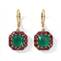 EverTrue Verde Onyx and Mozambique Garnet 8.00 ctw Earrings in 18K YG Plated and Platinum Bond