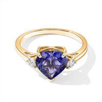 10K Yellow Gold Premium Tanzanite, Diamond (I2) Ring (Size 10.0) 2.65 ctw