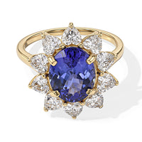 10K Yellow Gold Premium Tanzanite, Lab Grown Diamond (VS) (0.90 cts) Ring (Size 10.0) 3.75 ctw