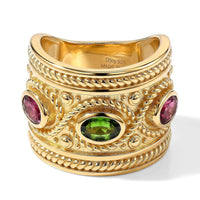 D''Joy Passport to Turkey Premium Orissa Rhodolite Garnet, Chrome Diopside Band Ring in 18K Vermeil YG Over Sterling Silver (Size 10.0) 1.68 ctw
