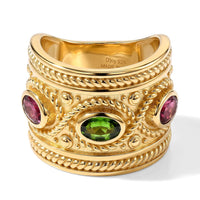 D''Joy Passport to Turkey Premium Orissa Rhodolite Garnet, Chrome Diopside Band Ring in 18K Vermeil YG Over Sterling Silver (Size 10.0) 1.68 ctw