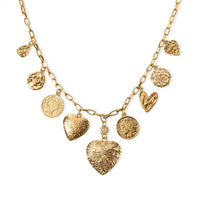 Heart Charm Necklace in Goldtone (22 Inches)