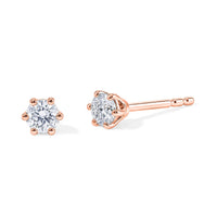 Luxuriant Lab Grown Diamond E-F VS Solitaire Stud Earrings in 18K Vermeil Rose Gold Over Sterling Silver 0.25 ctw