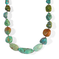 D''Joy Royal Hubei Turquoise 310.00 ctw Necklace (22 Inches) in Rhodium Over Sterling Silver