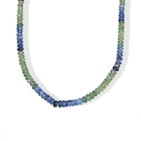 D''Joy Premium Green and Kashmir Blue Kyanite Beaded Necklace (18 Inches) in Rhodium Over Sterling Silver 50.00 ctw