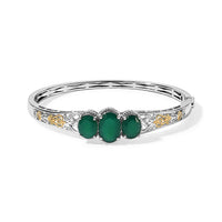 EverTrue Verde Onyx 12.35 ctw Bangle Bracelet (8.00 In) in 18K YG Plated and Platinum Bond