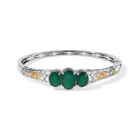 EverTrue Verde Onyx 12.35 ctw Bangle Bracelet (8.00 In) in 18K YG Plated and Platinum Bond