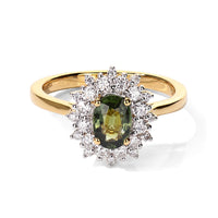 Certified and Appraised D''Joy Sapucaia Green Sapphire, Moissanite Ring in 18K Vermeil YG Over Sterling Silver (Size 10.0) 1.45 ctw