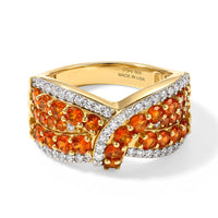D''Joy AAA Crimson Fire Opal, Moissanite Ring in 18K Vermeil YG Over Sterling Silver (Size 10.0) 1.50 ctw