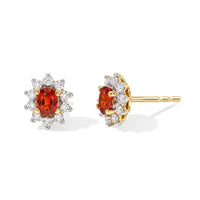 D''Joy AAA Crimson Fire Opal, Moissanite Earrings in 18K Vermeil YG Over Sterling Silver 0.50 ctw
