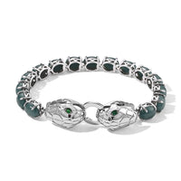 EverTrue Natural Olmec Jadeite and Chrome Diopside 29.75 ctw Dragon Head Bracelet in Platinum Bond (6.50 In)